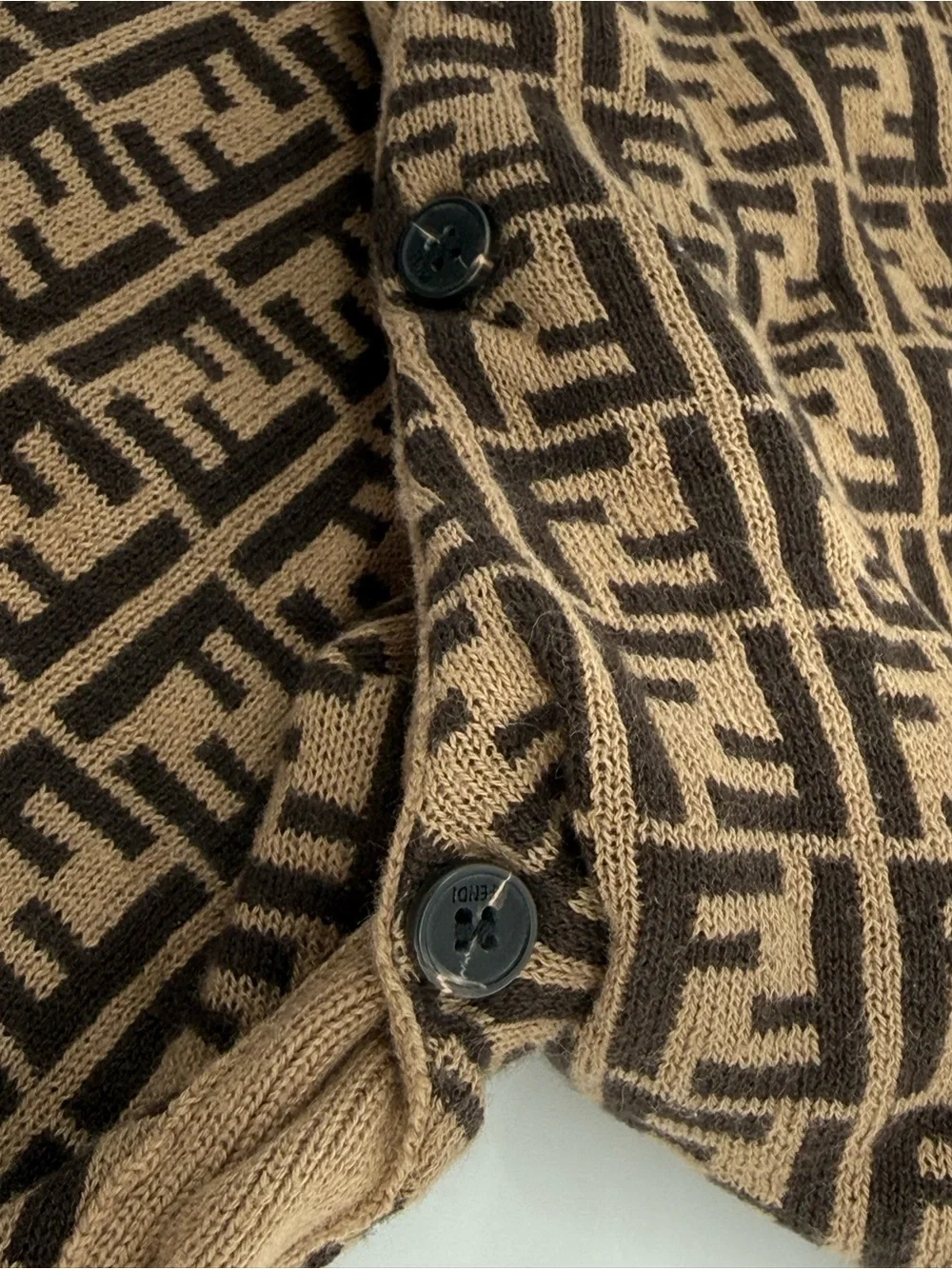 Fendi Brown and Black FF Logo Tobacco cotton and cashmere onesie